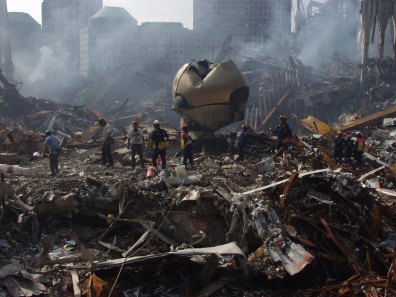New York, NY, September 21, 2001 -- Rescue crews work to clear debris from the site of the World Trade Center. Photo by Michael Rieger/ FEMA News Poto